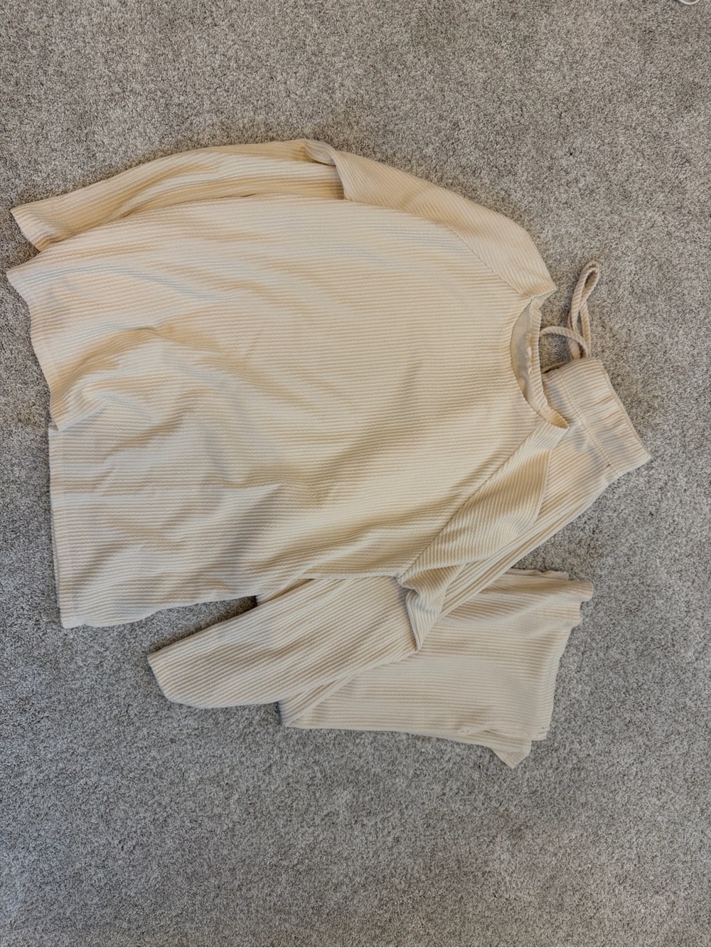Cream Ribbed High-Neck Women’s Sweater sweater